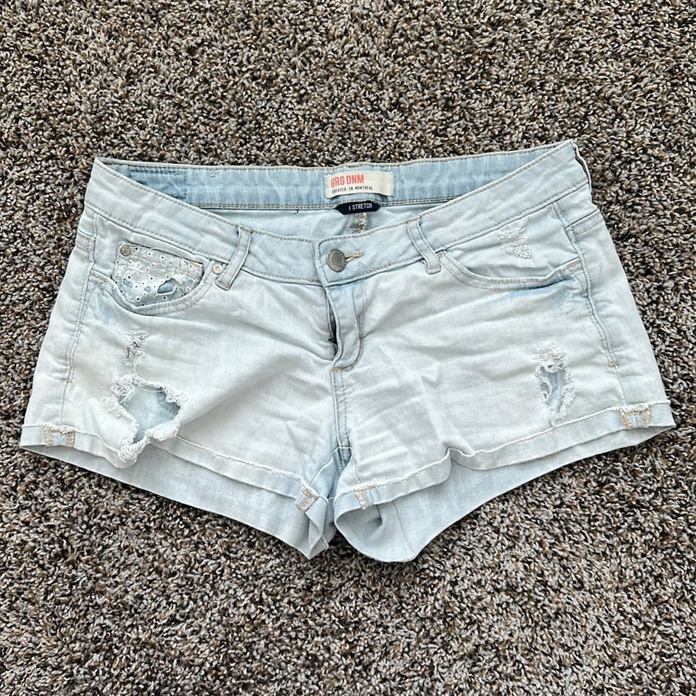 Light Wash Distressed Short Jean Shorts